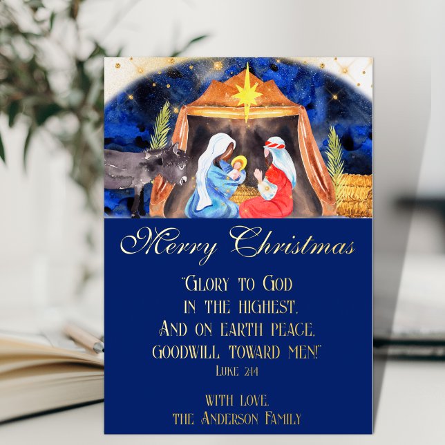 Christliche Weihnachtsbibel Krippe Jesus Folien Feiertagskarte (Von Creator hochgeladen)
