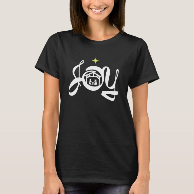 Christliche Weihnachtsfreude Jesus Christus Krippe T-Shirt (Vorderseite)
