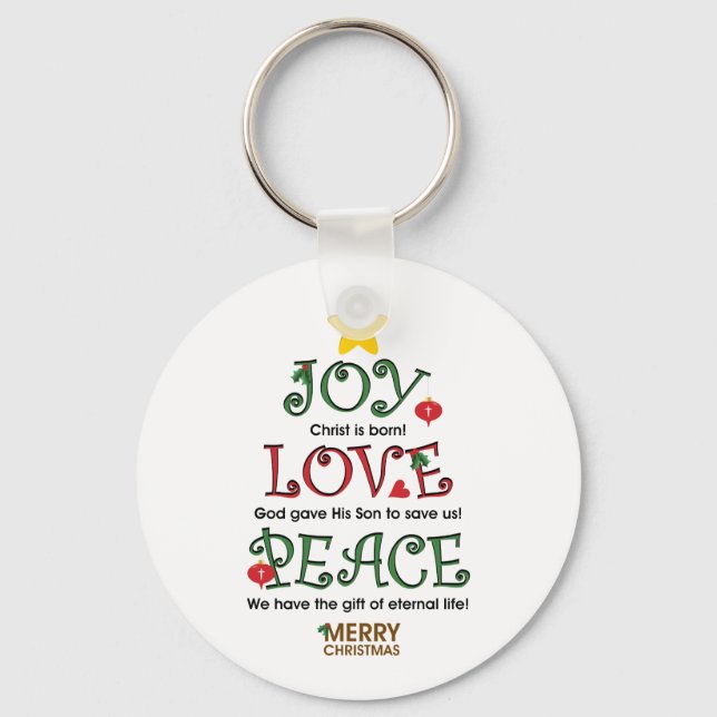 Christliche Weihnachtsfreude Liebe und Frieden Schlüsselanhänger (Vorderseite)