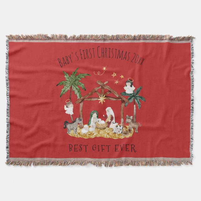 Christliche Weihnachtsgebirgskrippe Rot Decke (Vorderseite)