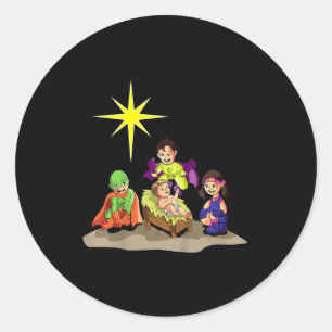 Christliche Weihnachtsgeburt Jesu Krippen Sup Runder Aufkleber