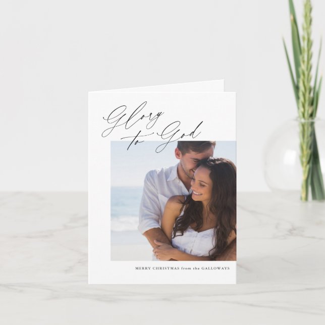 Christliche Weihnachtskalligraphie-Fotokarte Einladung (Vorderseite)