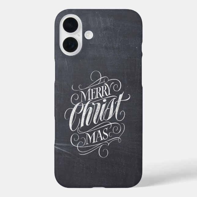 Christliche Weihnachtskhalkboard Calligraphie C iPhone 16 Plus Hülle (Rückseite)