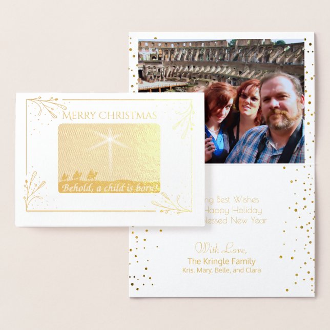 Christliche Weihnachtsklänge Männer Elegantes Gold Folienkarte (Anzeige)