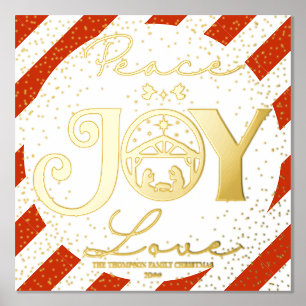 Christliche Weihnachtskrippe Gold Peace Joy Liebe Foliendrucke