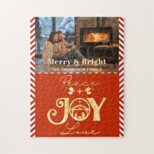 Christliche Weihnachtskrippe Gold R Peace Joy Lieb