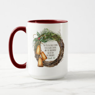 Christliche Weihnachtskriptur Wreath Red Tasse