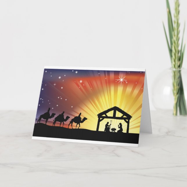 Christliche Weihnachtsnativity-Szene Feiertagskarte (Vorderseite)