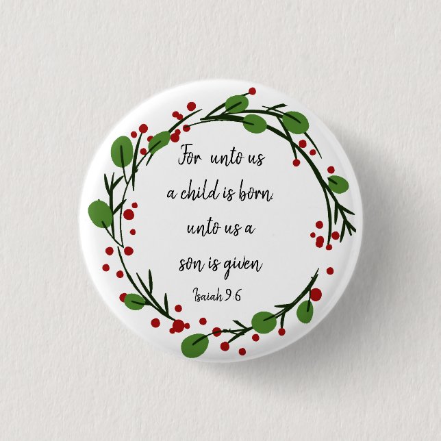 Christliche Weihnachtsschrift Inspiration Verse Button (Vorderseite)