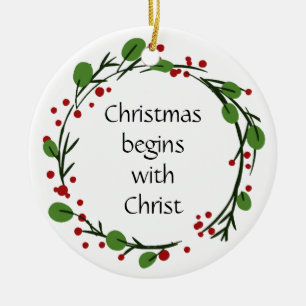 Christliche Weihnachtsschrift Keramik Ornament