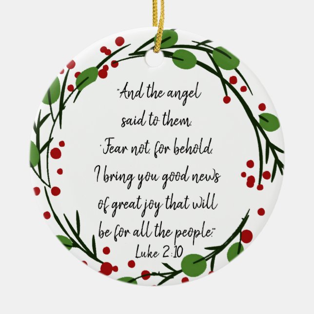 Christliche Weihnachtsschrift Keramik Ornament (Vorne)