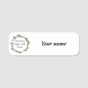 Christliche Weihnachtsschrift Namensschild