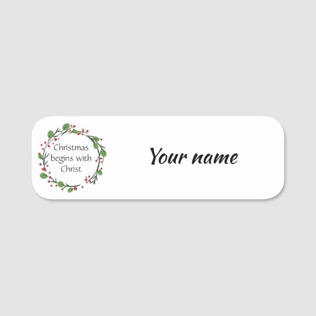 Christliche Weihnachtsschrift Namensschild (Vorderseite)