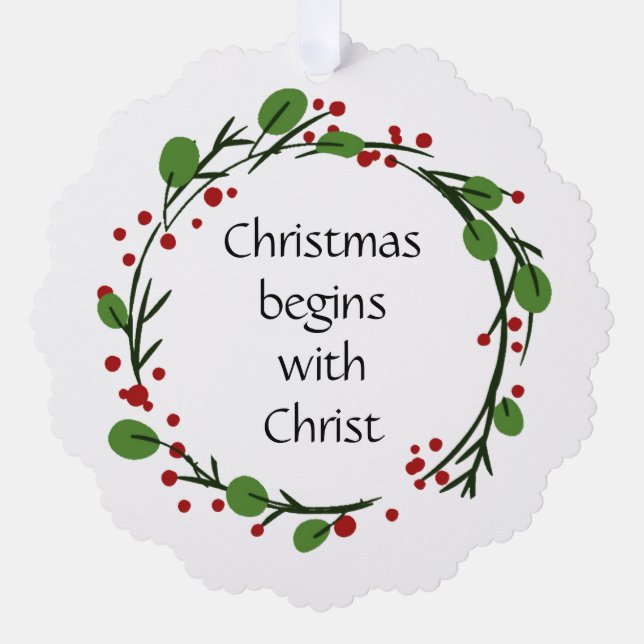 Christliche Weihnachtsschrift Ornament Karte (Vorderseite)