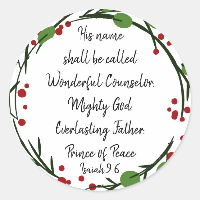 Christliche Weihnachtsschrift Runder Aufkleber (Vorderseite)