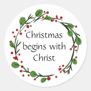 Christliche Weihnachtsschrift Runder Aufkleber