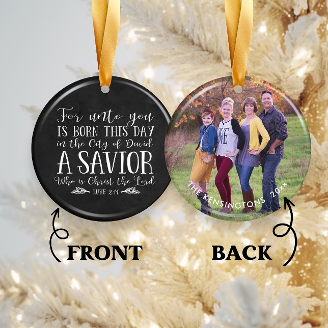 Christliche Weihnachtsverse Typografie Holiday Fot Keramik Ornament (Christian Christmas Verse Typography Holiday Photo Ceramic Ornament)