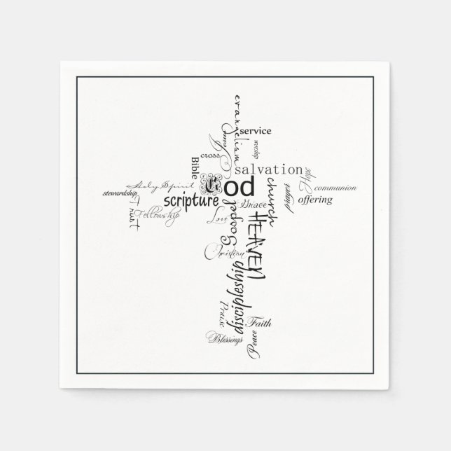 christliche Wörter Kreuzpapier Servietten (Vorderseite)