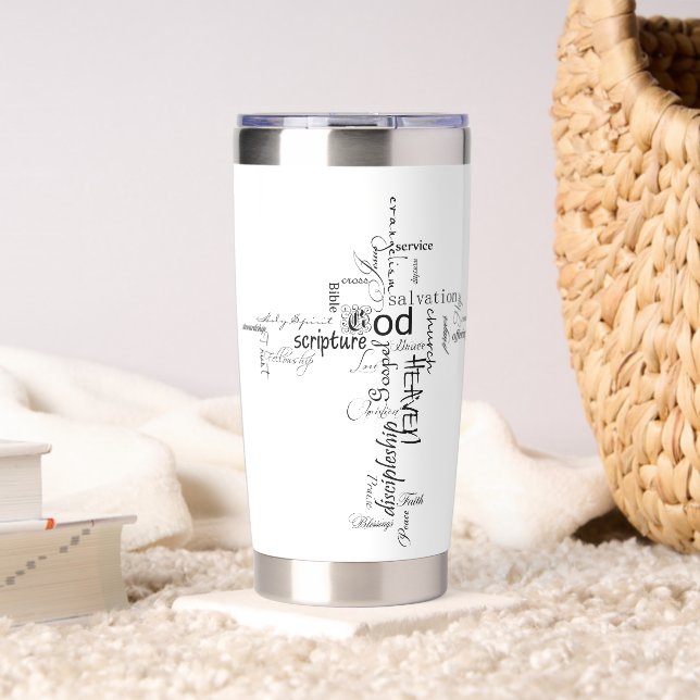 Christliche Wörter personalisiert Thermobecher (Wohnzimmer (gedreht))