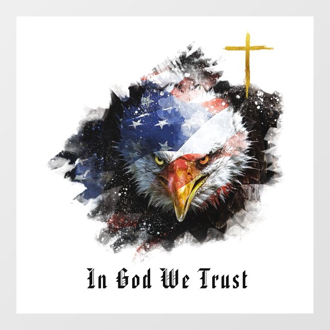 *~* Christlicher Adler Cross Patriot USA Flag AP16 Fensteraufkleber (Blatt)