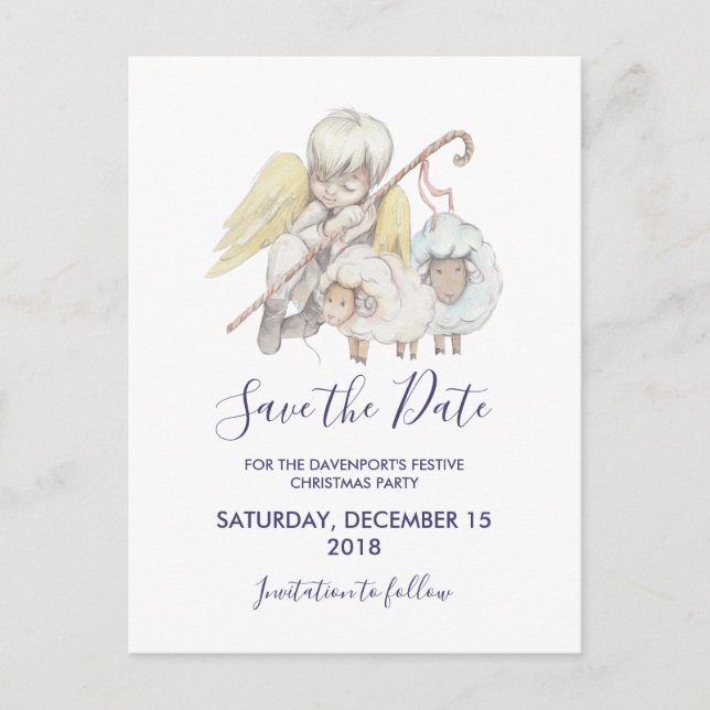 Christlicher Angel Shepherd mit Schafen Save the D Postkarte (Vorderseite)