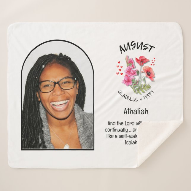 Christlicher AUGUST Geburtsmonat Blume NAME FOTO Sherpadecke (Vorderseite (Horizontal))