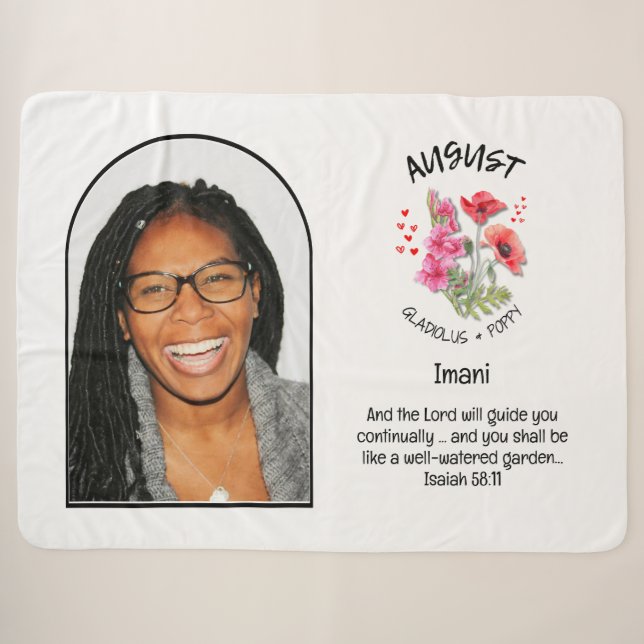 Christlicher AUGUST Geburtsmonat Blume NAME FOTO Sherpadecke (Vorderseite (Horizontal))