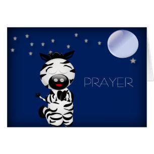 Christlicher BabyZebra, der an Nachtkarte GEBET