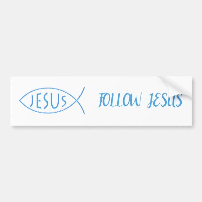 Christlicher Blauer Fisch | Jesus folgen Autoaufkleber (Vorne)