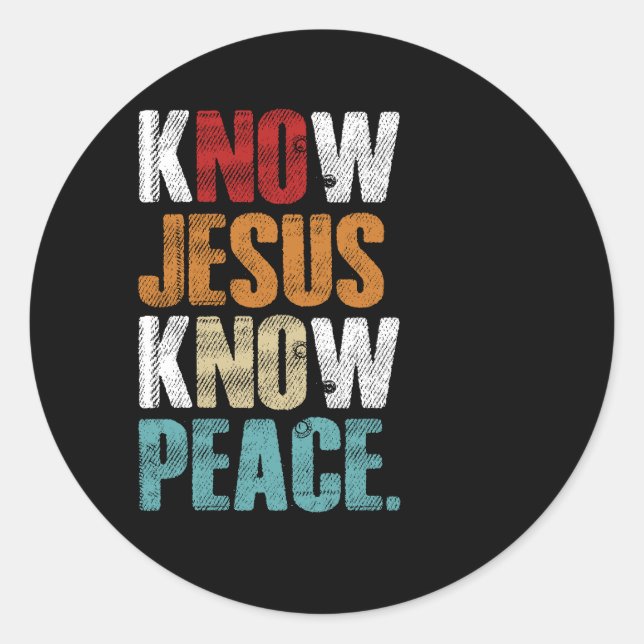 Christlicher Cross Faith Know Peace Know Jesus Vin Runder Aufkleber (Vorderseite)