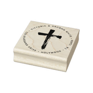 Christlicher Crucifix Cross Rücksendeadresse Relig Gummistempel