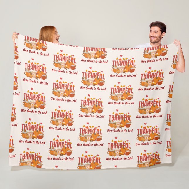 Christlicher DANKFUL ERNTEDANK Pumpkin Latte Fleecedecke (Beispiel)