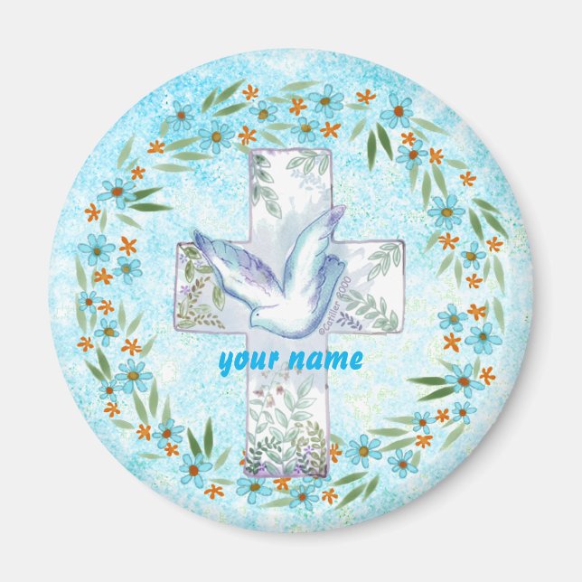 Christlicher Dove Cross-Magnet Magnet (Vorne)