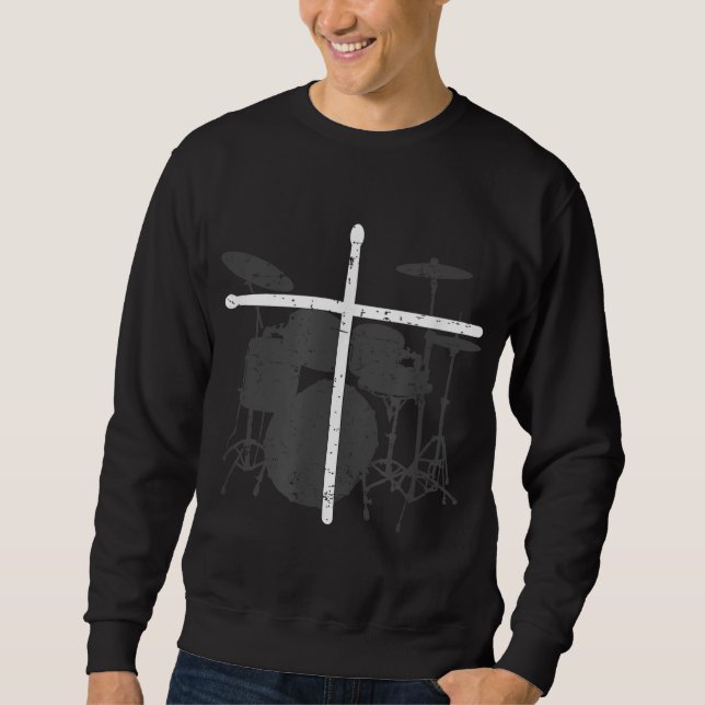 Christlicher Drummer Jesus Christus Trommelstöcke  Sweatshirt (Vorderseite)