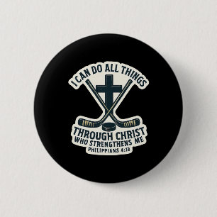 Christlicher Eishockey-Bibelvers-Zitat Philipper Button