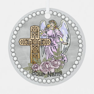 Christlicher Engel Meine Rosen Kreuz Ornament Aus Metall