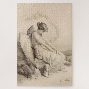 Christlicher Engel sitzt auf einem Stein