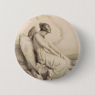 Christlicher Engel sitzt auf einem Stein Button