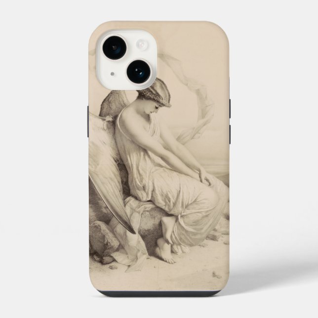 Christlicher Engel sitzt auf einem Stein iPhone 14 Hülle (Rückseite)