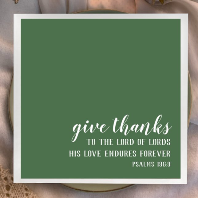 Christlicher Erntedank Bible Verse Stilvoll Serviette (Give thanks to the Lord of Lords, Christian Scripture Thanksgiving napkins. Modern script.)