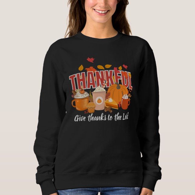 Christlicher Erntedank Pumpkin THANKFUL Sweatshirt (Vorderseite)