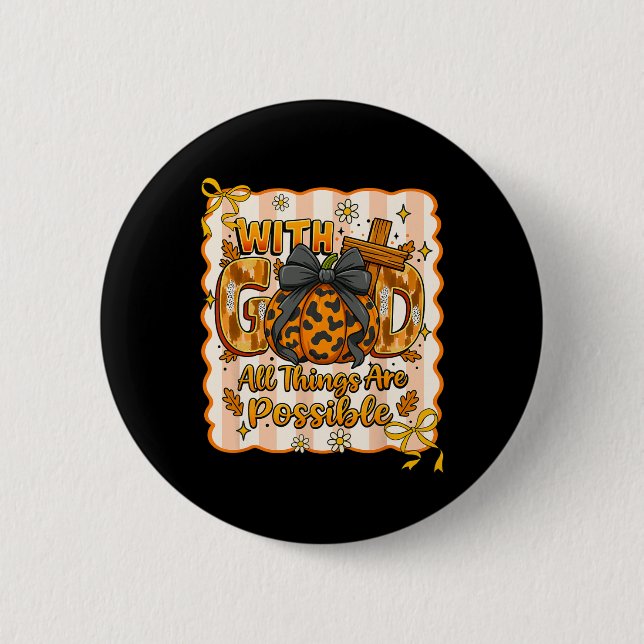 Christlicher Fall Erntedank mit Gott Button (Vorderseite)