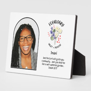 Christlicher FEBRUAR Geburtsmonat Blume NAME FOTO Fotoplatte