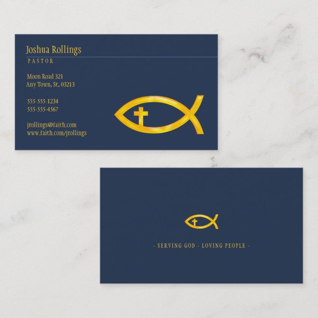 Christlicher Fisch mit Kreuz | Inspiration Visitenkarte (Vorne/Hinten)