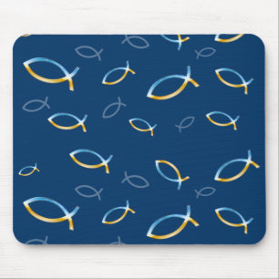Christlicher Fish Sky & Ground Pattern - Mousepad