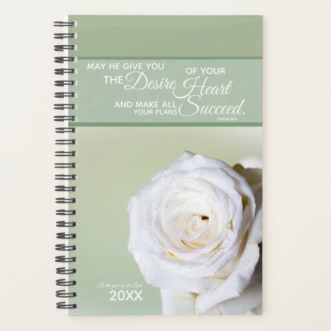 Christlicher Frauenplaner - Weiße Rose Planer (Vorderseite)
