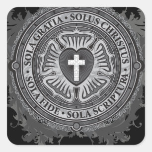 Christlicher Geschenk Luther Rose Quadratischer Aufkleber