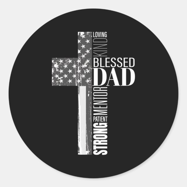 Christlicher gesegneter Vater - Amerikanische Flag Runder Aufkleber (Vorderseite)