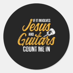 Christlicher Gitarrist Jesus Kirche Worship Gitarr Runder Aufkleber
