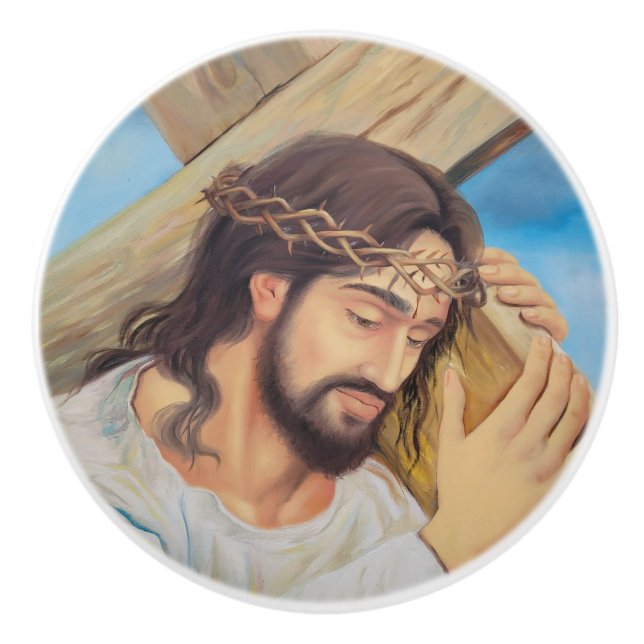 Christlicher Glaube Jesus Christus Keramikknauf (Vorderseite)